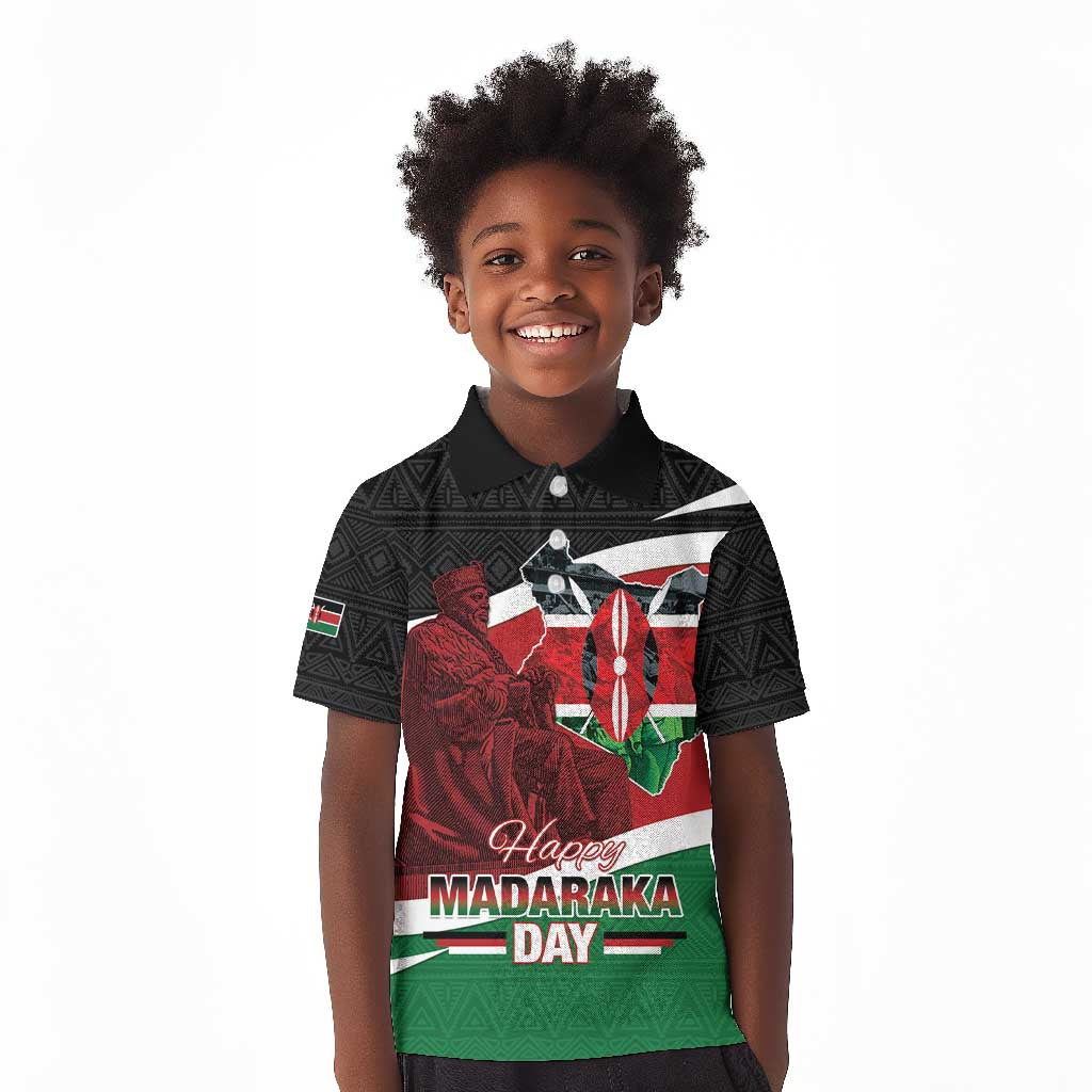 Kenya Madaraka Day Kid Polo Shirt Jomo Kenyatta With Map