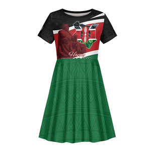 Kenya Madaraka Day Kid Short Sleeve Dress Jomo Kenyatta With Map