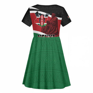 Kenya Madaraka Day Kid Short Sleeve Dress Jomo Kenyatta With Map