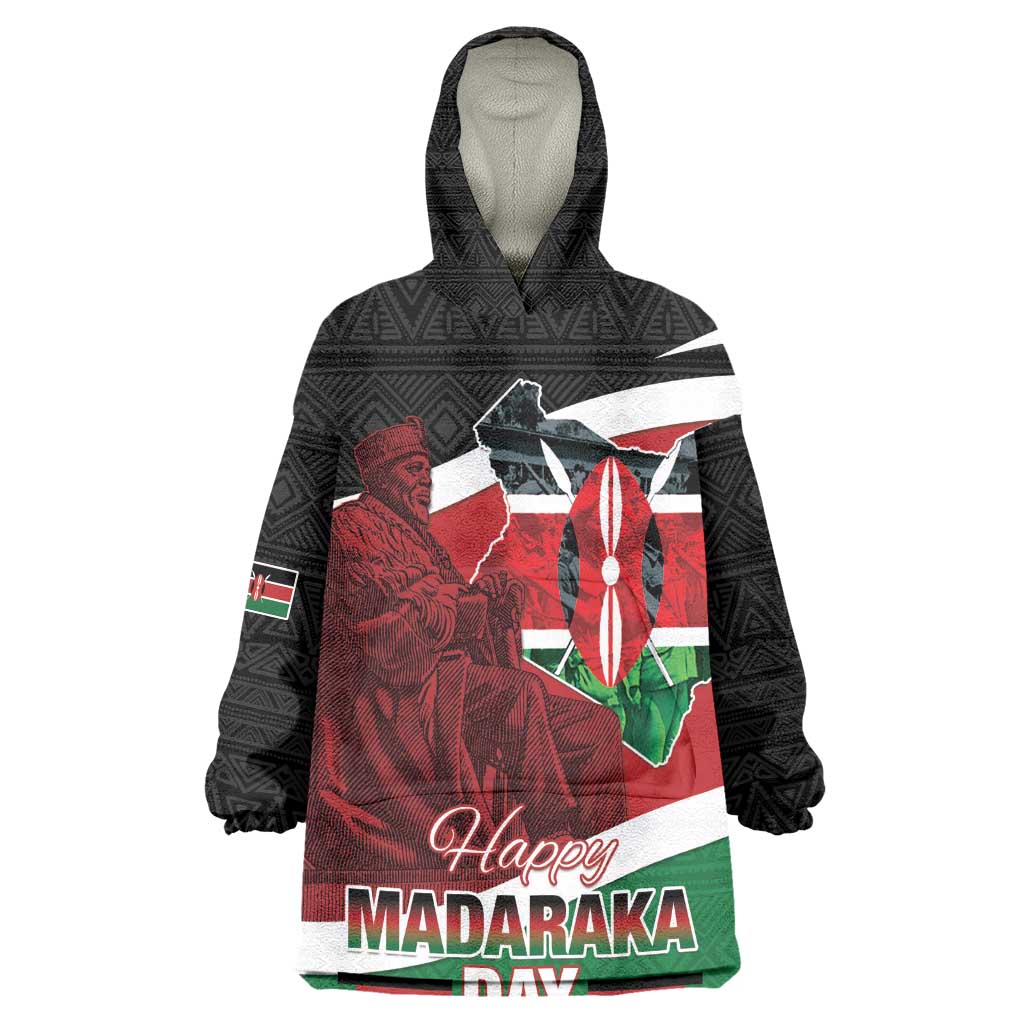 Kenya Madaraka Day Kid Wearable Blanket Hoodie Jomo Kenyatta With Map