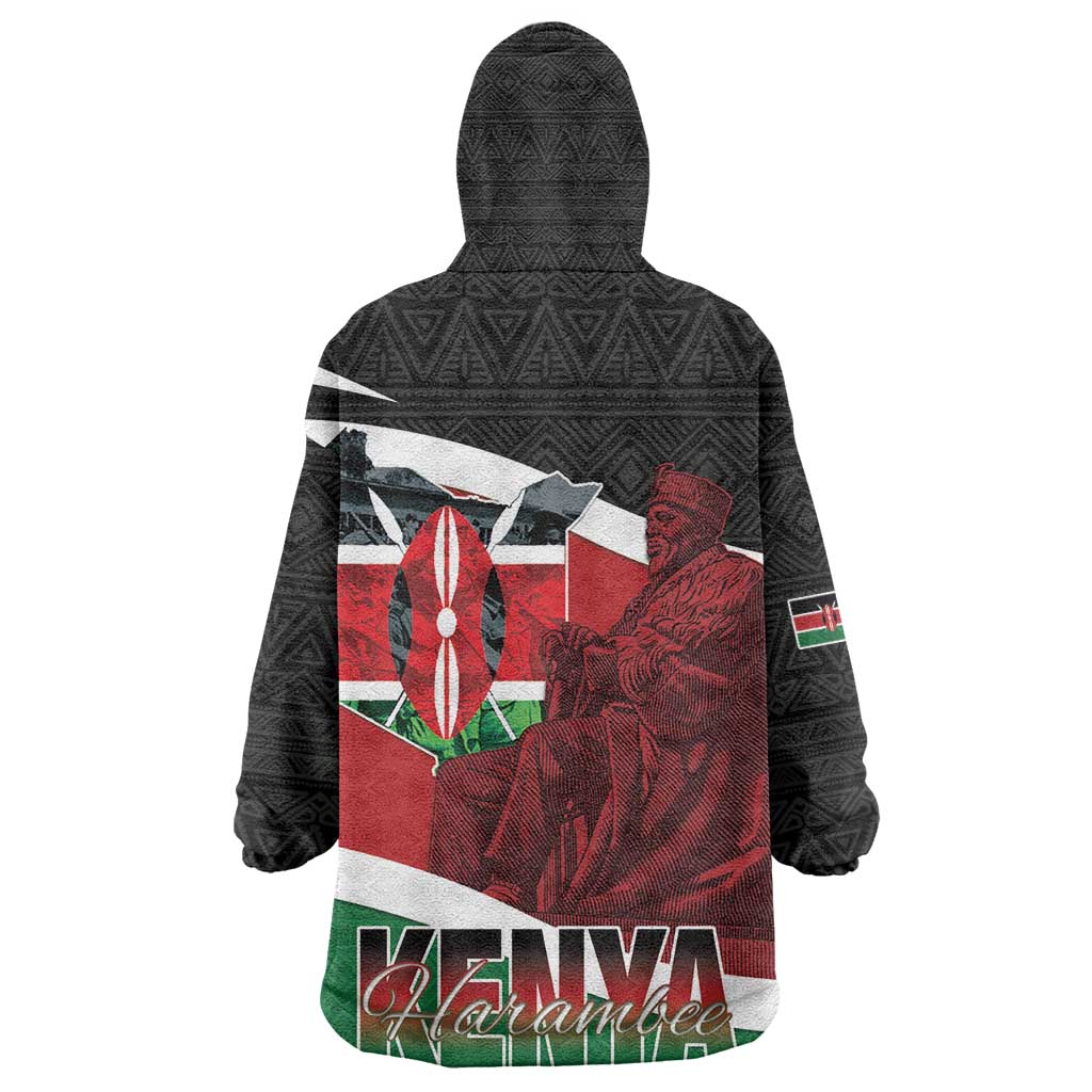 Kenya Madaraka Day Kid Wearable Blanket Hoodie Jomo Kenyatta With Map