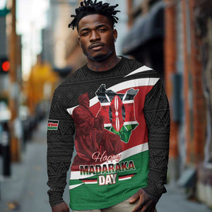 Kenya Madaraka Day Long Sleeve Shirt Jomo Kenyatta With Map