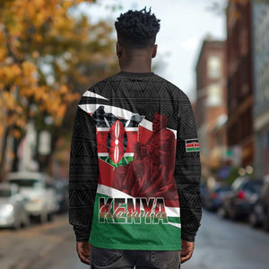 Kenya Madaraka Day Long Sleeve Shirt Jomo Kenyatta With Map