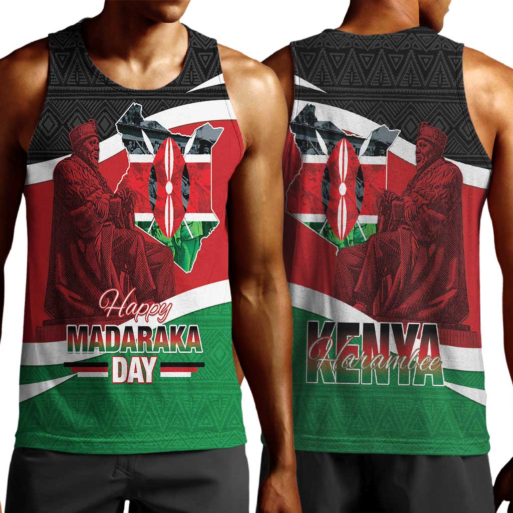 Kenya Madaraka Day Men Tank Top Jomo Kenyatta With Map