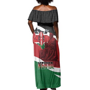 Kenya Madaraka Day Off Shoulder Maxi Dress Jomo Kenyatta With Map