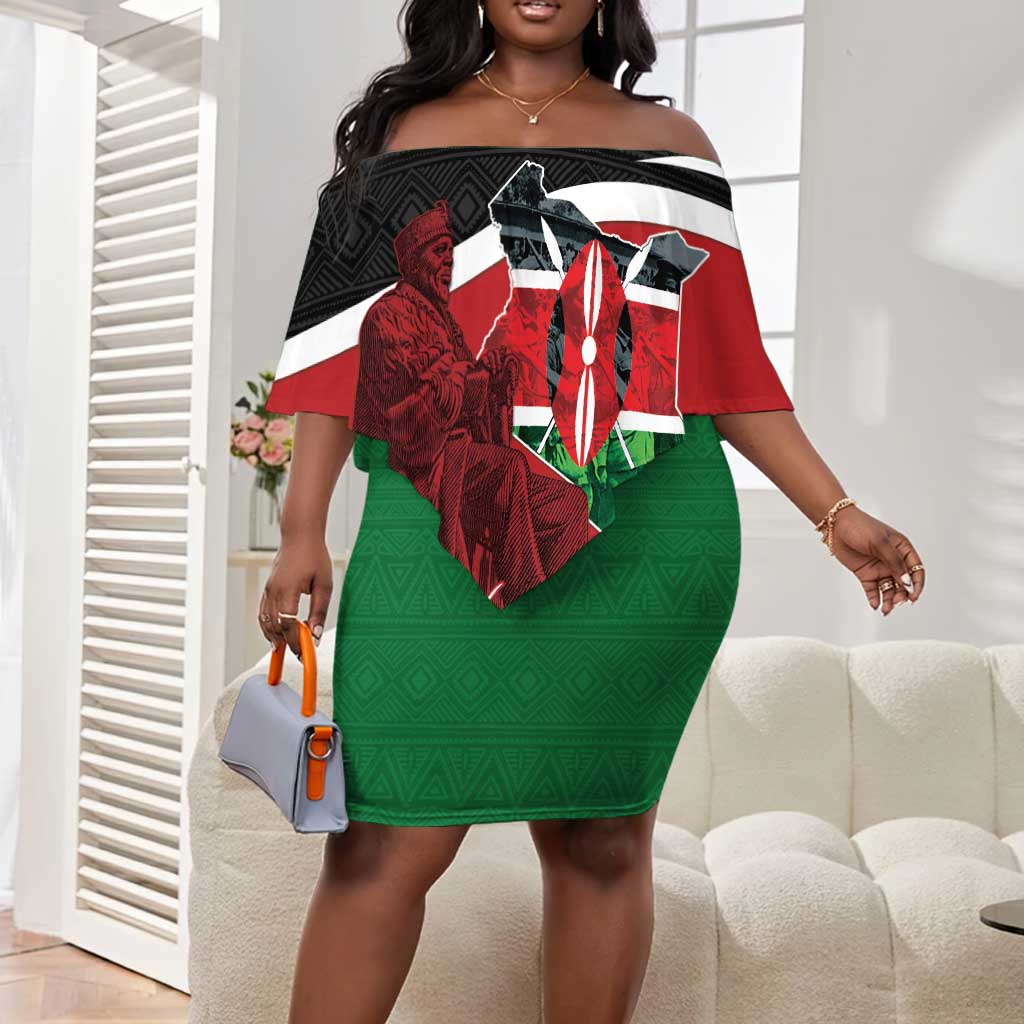 Kenya Madaraka Day Off Shoulder Short Dress Jomo Kenyatta With Map