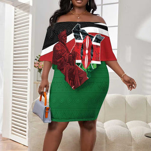 Kenya Madaraka Day Off Shoulder Short Dress Jomo Kenyatta With Map