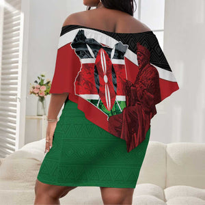 Kenya Madaraka Day Off Shoulder Short Dress Jomo Kenyatta With Map