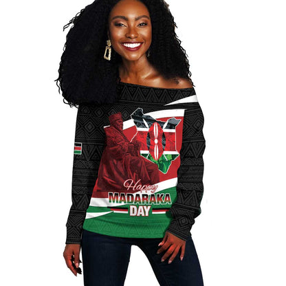 Kenya Madaraka Day Off Shoulder Sweater Jomo Kenyatta With Map