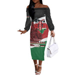 Kenya Madaraka Day Off The Shoulder Long Sleeve Dress Jomo Kenyatta With Map