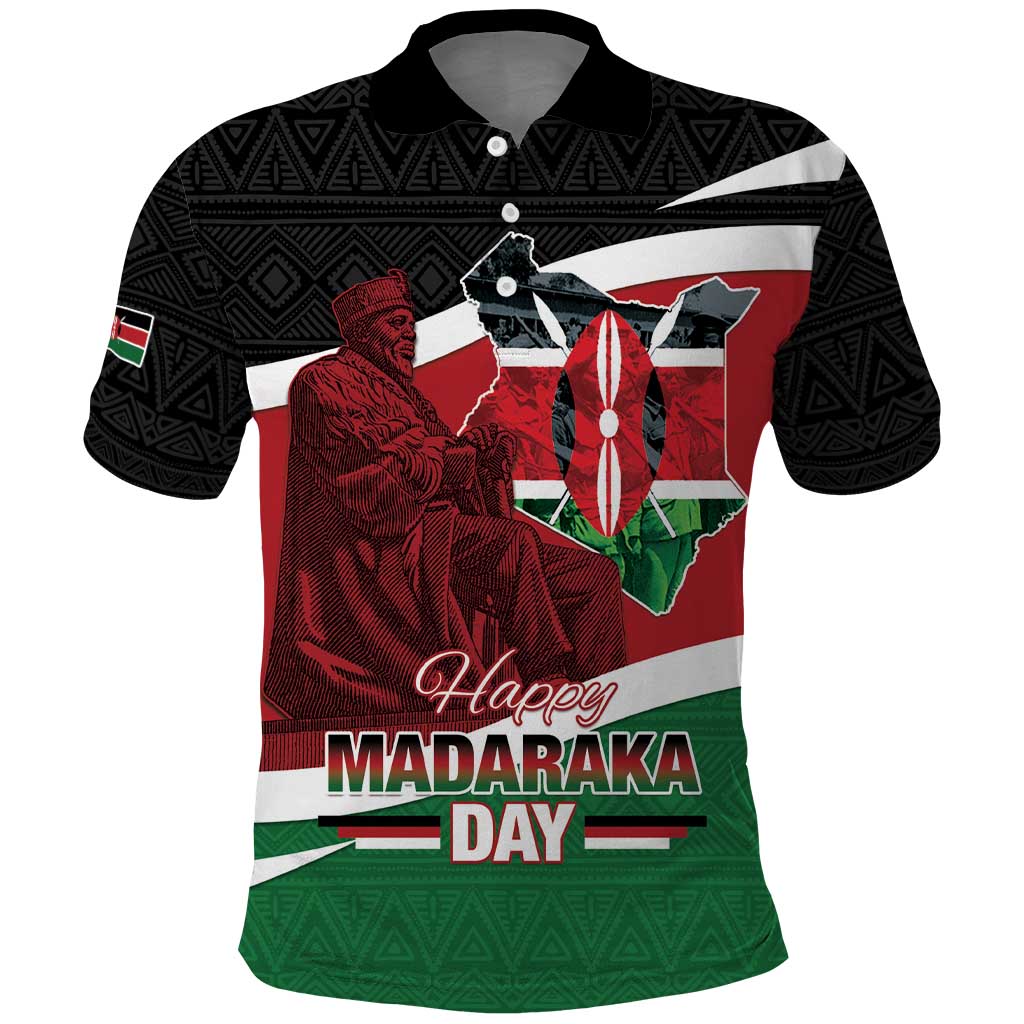 Kenya Madaraka Day Polo Shirt Jomo Kenyatta With Map