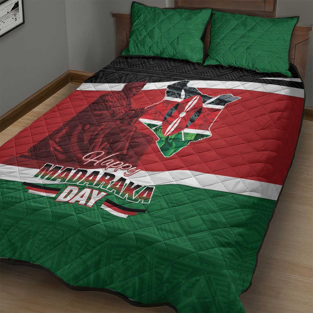 Kenya Madaraka Day Quilt Bed Set Jomo Kenyatta With Map
