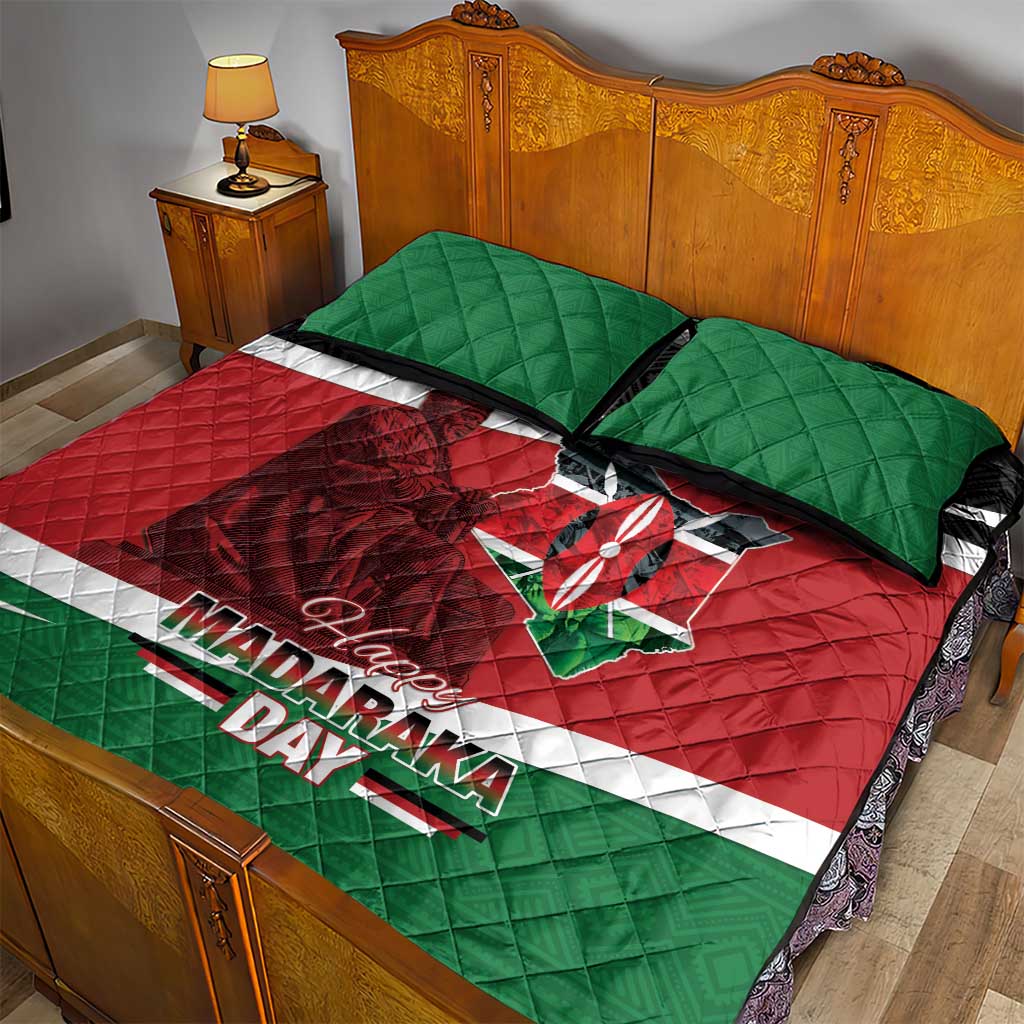 Kenya Madaraka Day Quilt Bed Set Jomo Kenyatta With Map