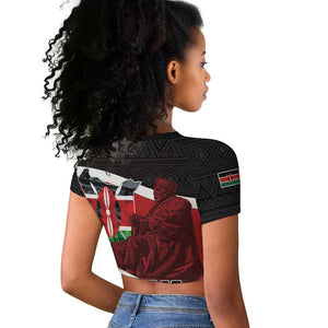 Kenya Madaraka Day Raglan Cropped T shirt Jomo Kenyatta With Map