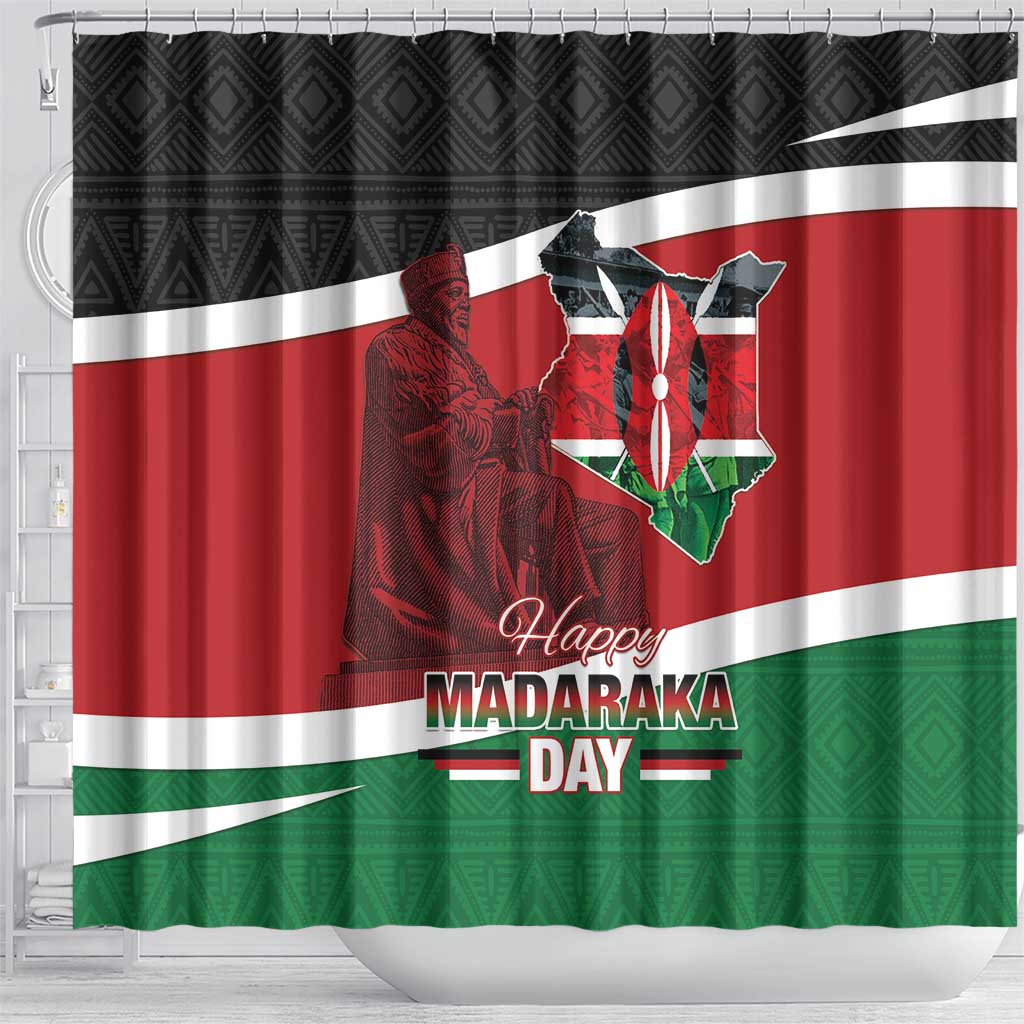 Kenya Madaraka Day Shower Curtain Jomo Kenyatta With Map