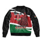 Kenya Madaraka Day Sleeve Zip Bomber Jacket Jomo Kenyatta With Map