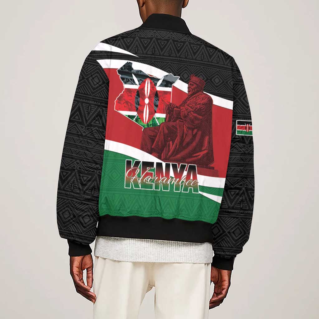 Kenya Madaraka Day Sleeve Zip Bomber Jacket Jomo Kenyatta With Map