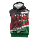 Kenya Madaraka Day Sleeveless Hoodie Jomo Kenyatta With Map - African Pride