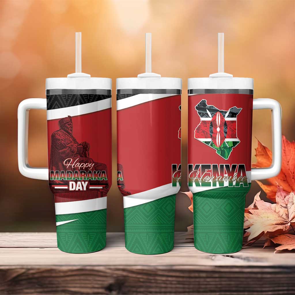 Kenya Madaraka Day Tumbler With Handle Jomo Kenyatta With Map