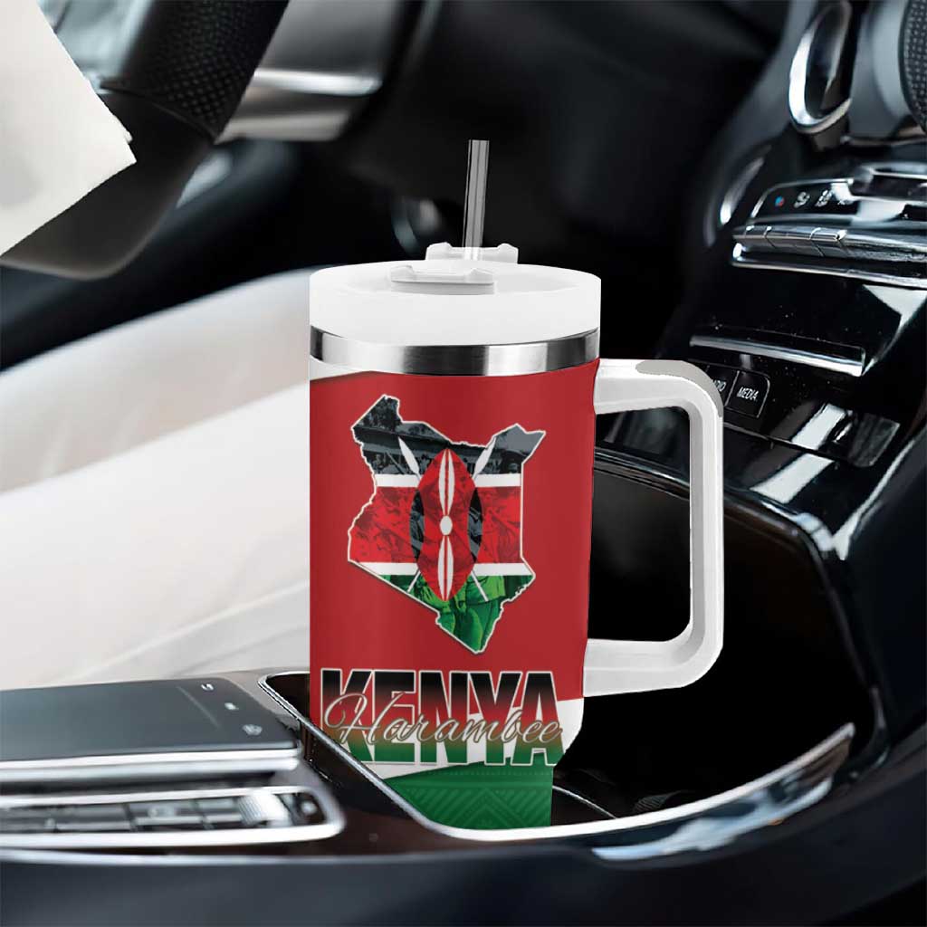Kenya Madaraka Day Tumbler With Handle Jomo Kenyatta With Map