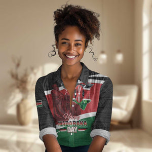 Kenya Madaraka Day Women Casual Shirt Jomo Kenyatta With Map