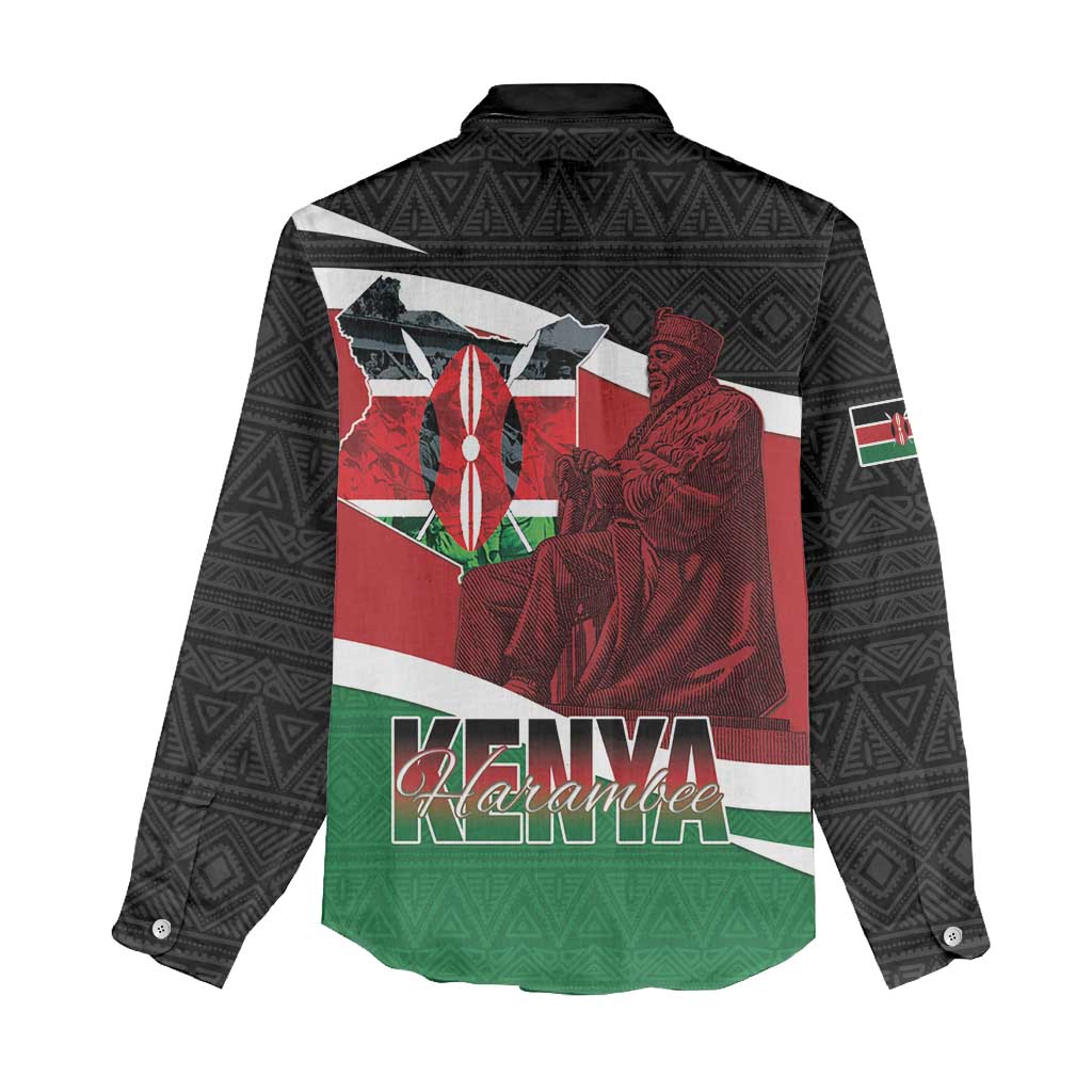 Kenya Madaraka Day Women Casual Shirt Jomo Kenyatta With Map