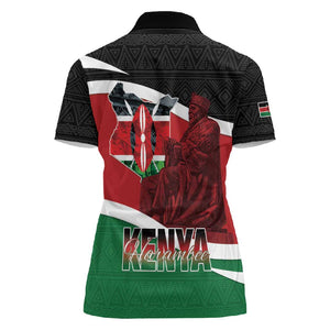 Kenya Madaraka Day Women Polo Shirt Jomo Kenyatta With Map