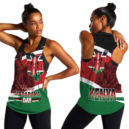 Kenya Madaraka Day Women Racerback Tank Jomo Kenyatta With Map