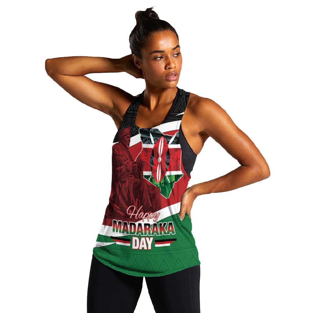 Kenya Madaraka Day Women Racerback Tank Jomo Kenyatta With Map