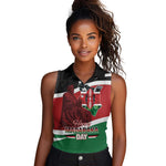 Kenya Madaraka Day Women Sleeveless Polo Shirt Jomo Kenyatta With Map