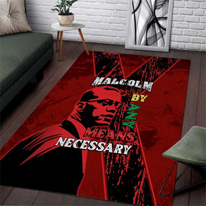 Malcolm X By Any Means Necessary Area Rug Retro Style