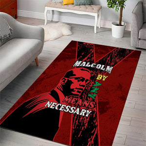 Malcolm X By Any Means Necessary Area Rug Retro Style