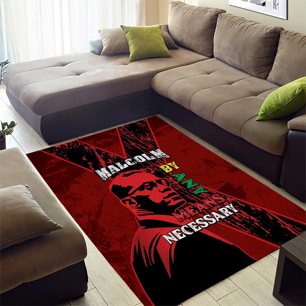 Malcolm X By Any Means Necessary Area Rug Retro Style