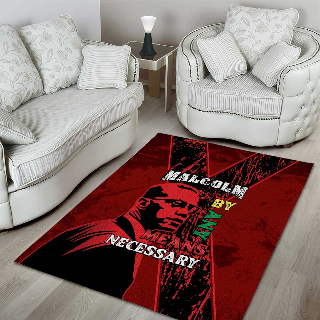 Malcolm X By Any Means Necessary Area Rug Retro Style