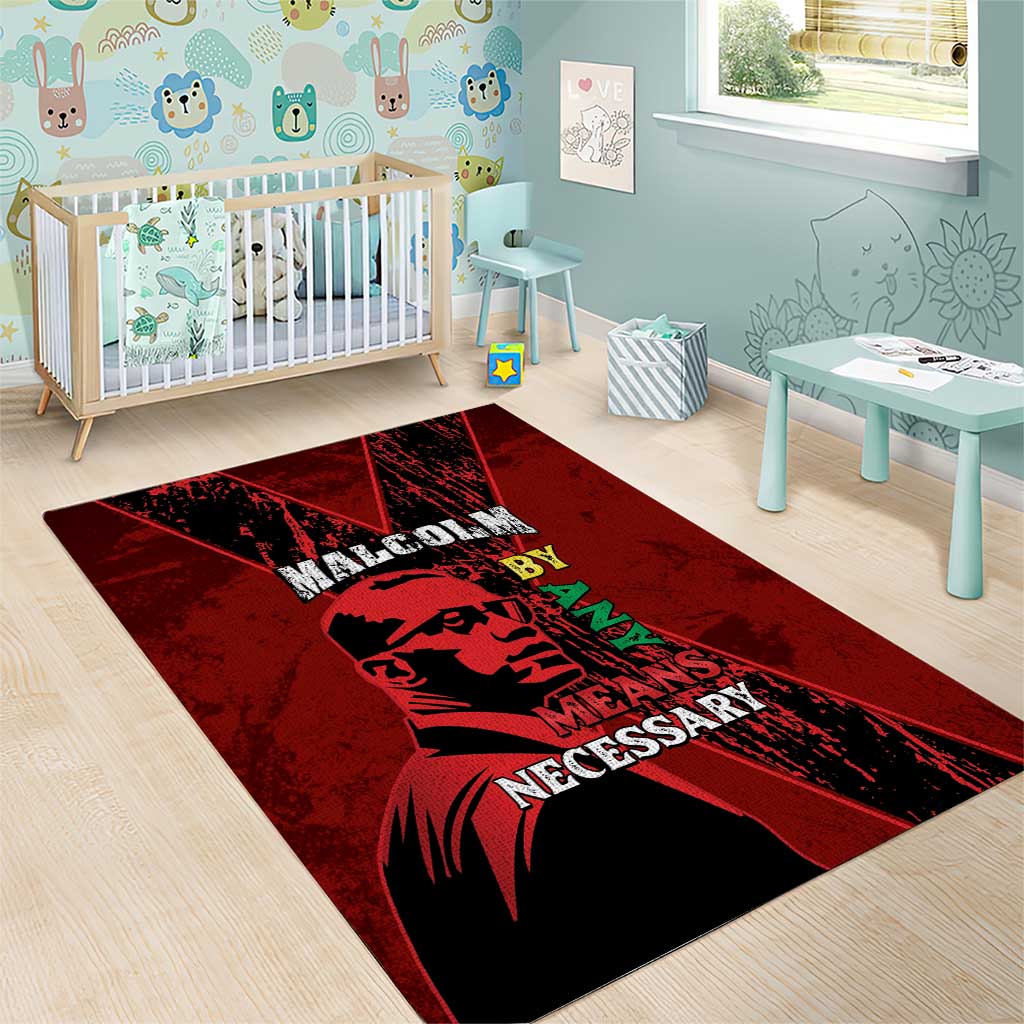 Malcolm X By Any Means Necessary Area Rug Retro Style