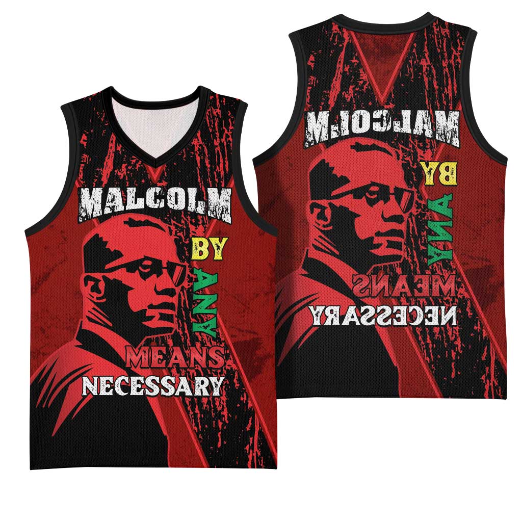 Malcolm X By Any Means Necessary Basketball Jersey Retro Style - African Pride