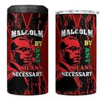 Malcolm X By Any Means Necessary 4 in 1 Can Cooler Tumbler Retro Style