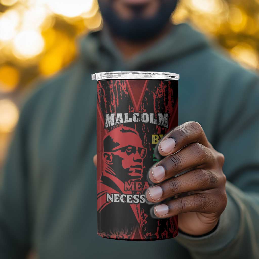 Malcolm X By Any Means Necessary 4 in 1 Can Cooler Tumbler Retro Style