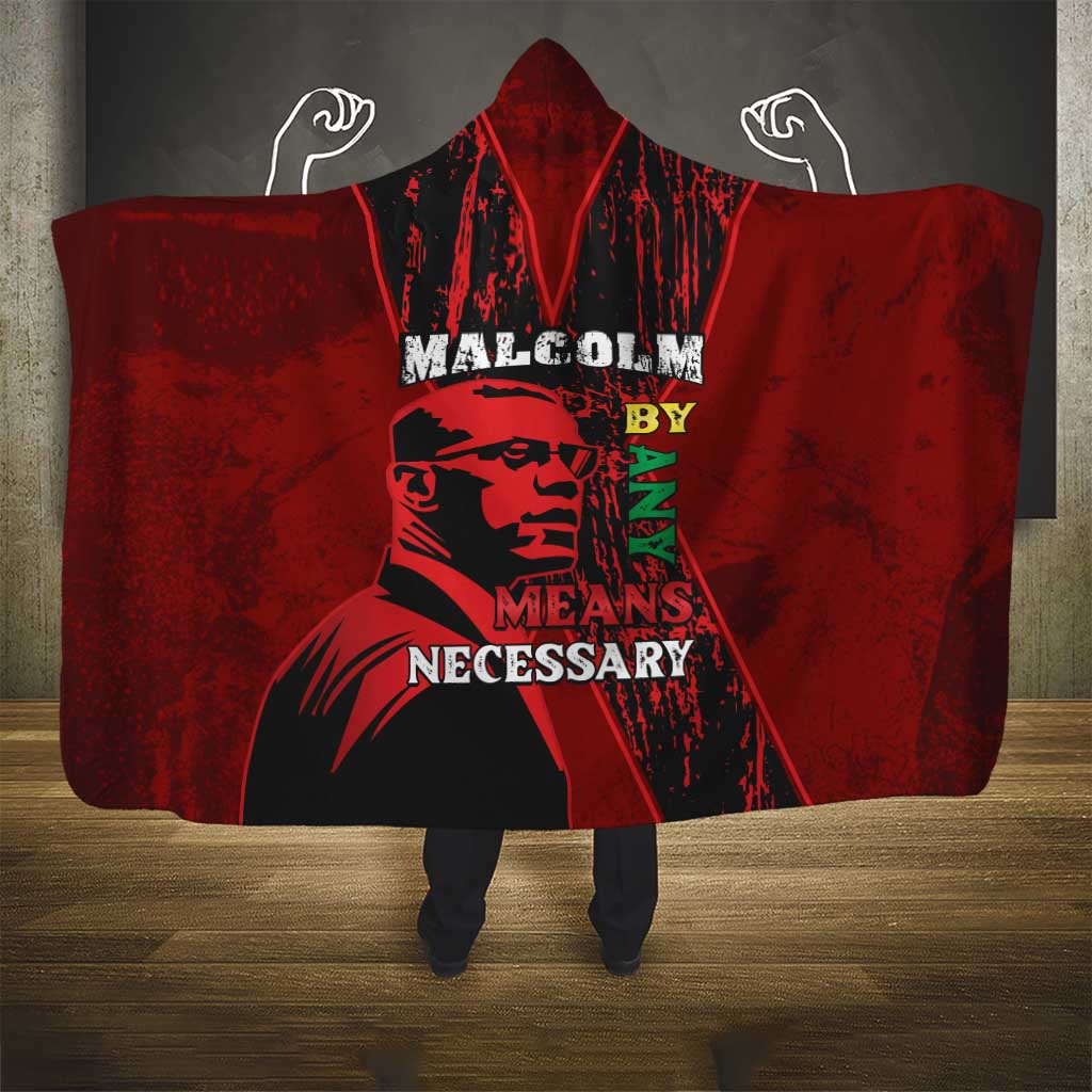 Malcolm X By Any Means Necessary Hooded Blanket Retro Style