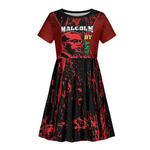 Malcolm X By Any Means Necessary Kid Short Sleeve Dress Retro Style