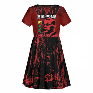 Malcolm X By Any Means Necessary Kid Short Sleeve Dress Retro Style