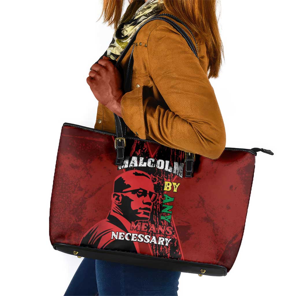 Malcolm X By Any Means Necessary Leather Tote Bag Retro Style