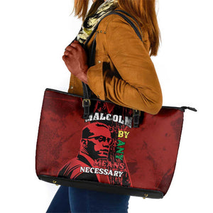 Malcolm X By Any Means Necessary Leather Tote Bag Retro Style