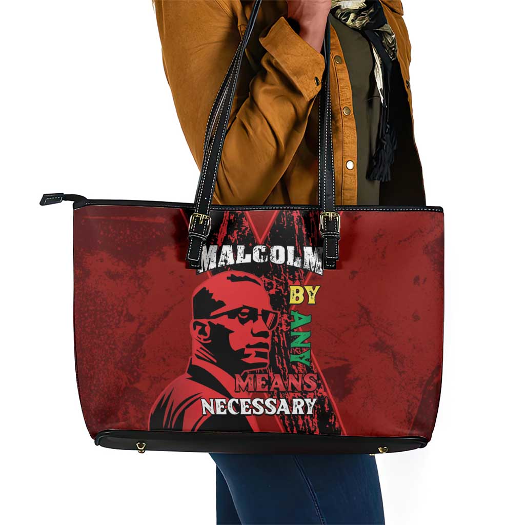 Malcolm X By Any Means Necessary Leather Tote Bag Retro Style