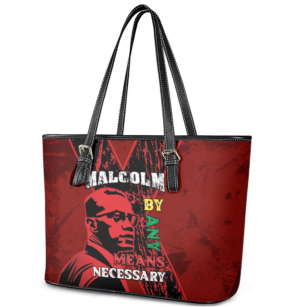 Malcolm X By Any Means Necessary Leather Tote Bag Retro Style