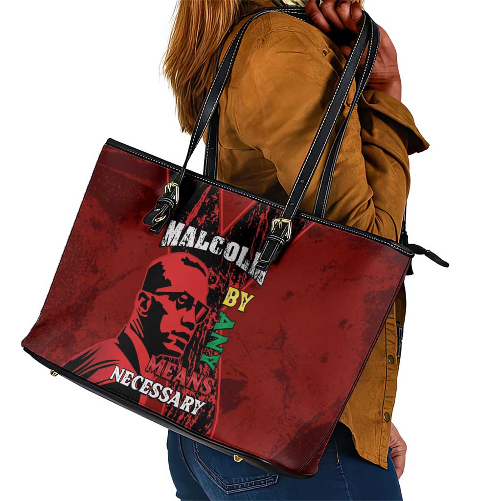 Malcolm X By Any Means Necessary Leather Tote Bag Retro Style
