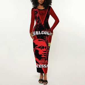Malcolm X By Any Means Necessary Long Sleeve Bodycon Dress Retro Style LT15