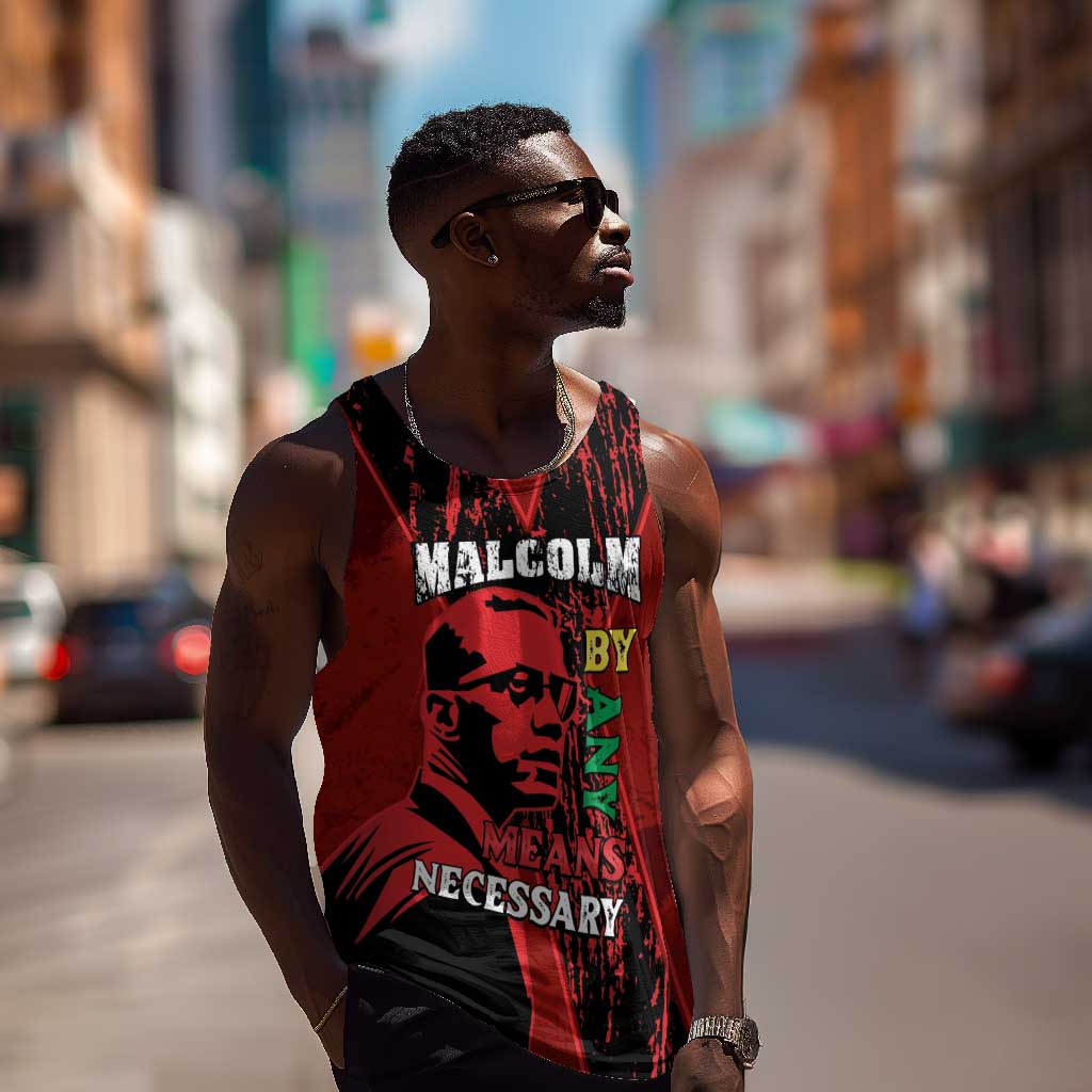 Malcolm X By Any Means Necessary Men Tank Top Retro Style