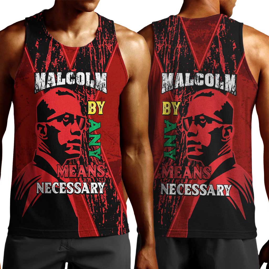 Malcolm X By Any Means Necessary Men Tank Top Retro Style
