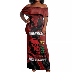 Malcolm X By Any Means Necessary Off Shoulder Maxi Dress Retro Style